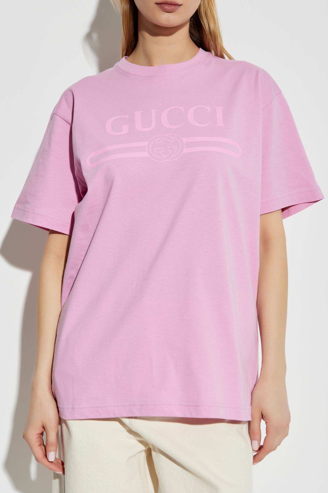 Pink T-shirt with logo Gucci - Vitkac France